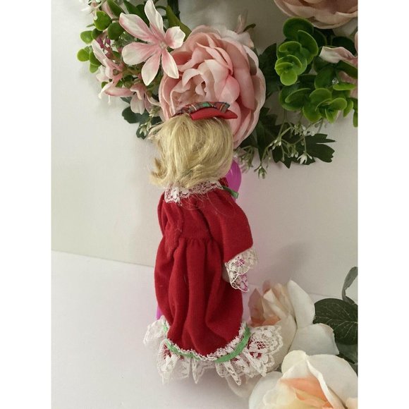 Vintage Porcelain‎ 8″ Doll with Long Red Dress Lace - Picture 12 of 12